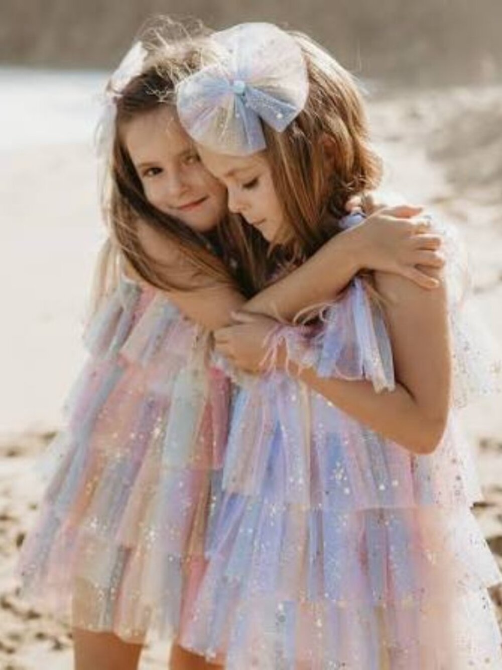 Petite Hailey Tulle Layered Dress in Pink Multi Rainbow w/ metallic stars-Sz: 3T
